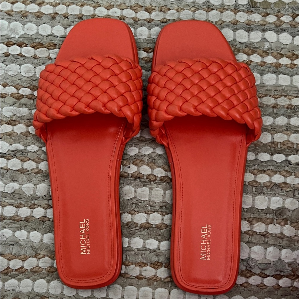 Michael Kors Women's Vibrant Orange Braided Sandals
